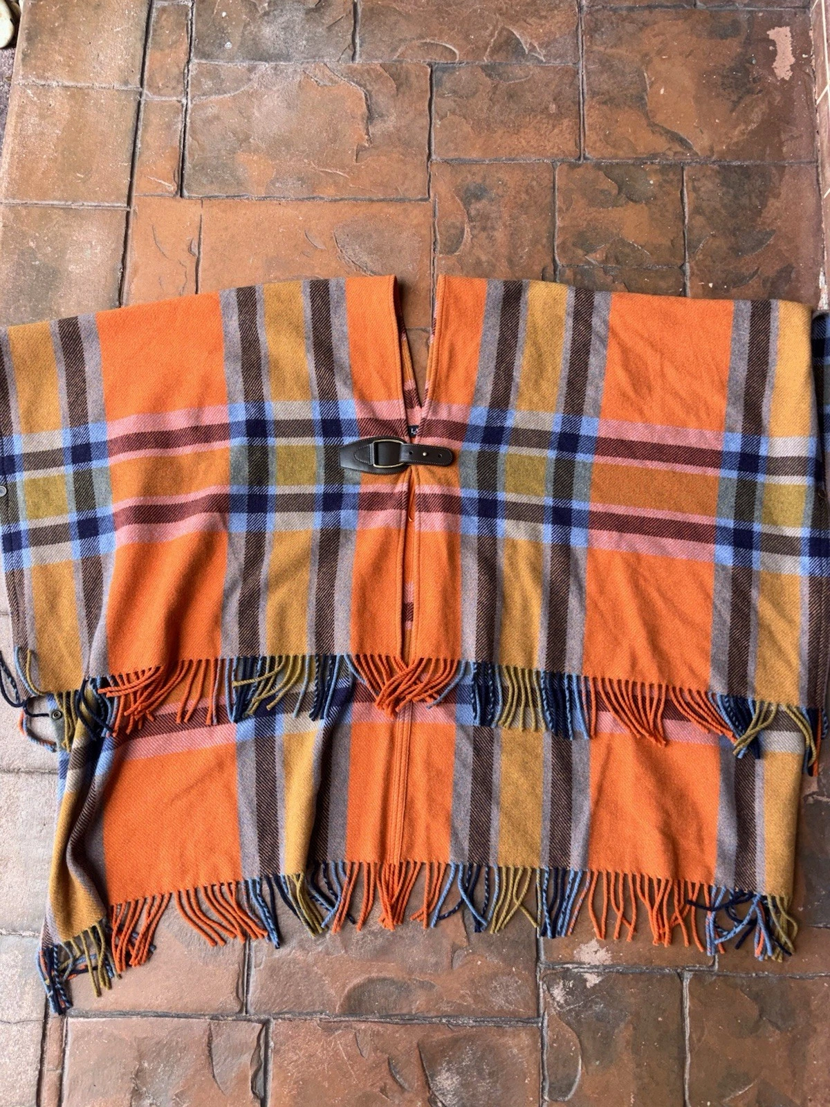 Lauren Ralph Lauren Plaid Fringe-Trim Twill Poncho Women’s PXS/PS