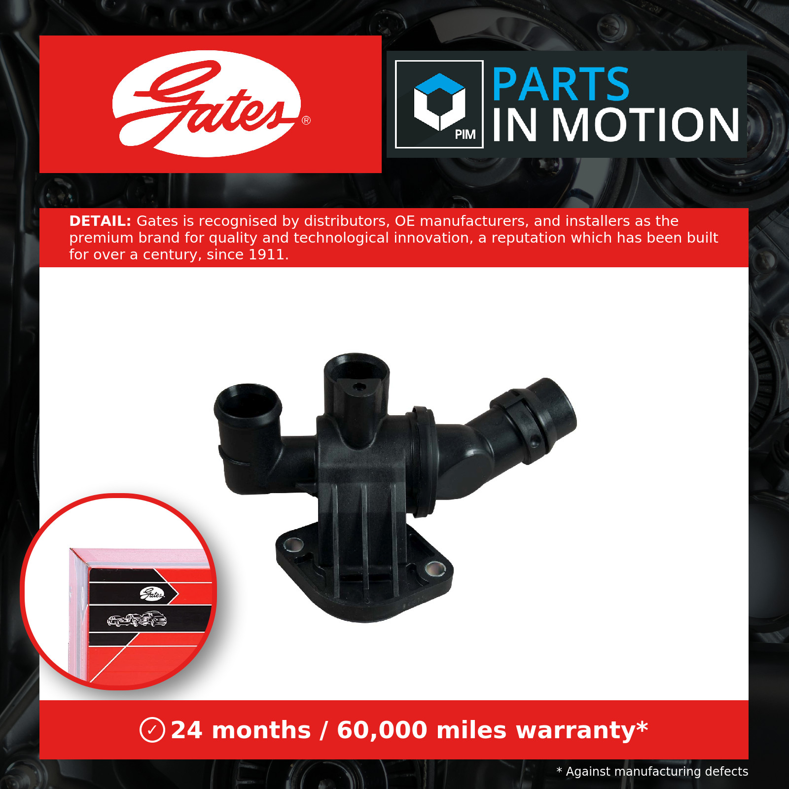 Coolant Thermostat fits VW SCIROCCO Mk3 2.0 09 to 17 Gates 06F121111H VOLKSWAGEN