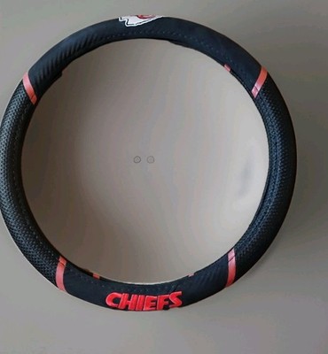 Kansas City Chiefs Steering Wheel Cover FanMats Black Red Universal Fit