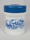 Milk Glass Jar Tobacco Canister Humidor Blue & White Paul Revere Boston MA Vtg