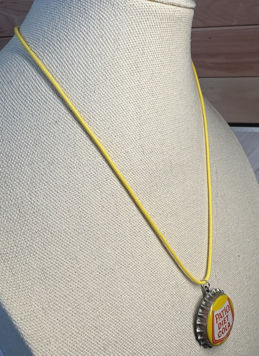 Vintage 1963 Upcycled Diet Cola Soda Metal Bottle Cap Pendant On Cord Necklace View 4