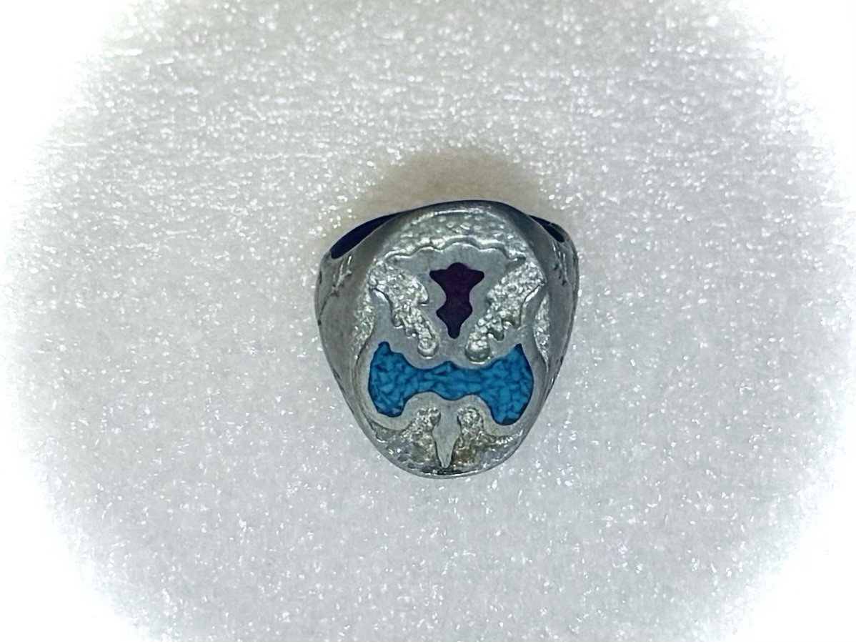 Native American Thunderbird Ring With Turquoise A… - image 2