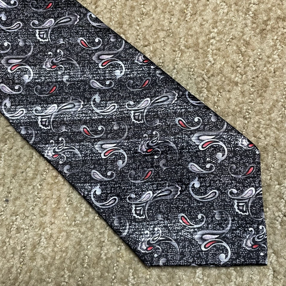 Corbata para hombre Jhane Barnes negra gris cachemira 100 % seda negocios dinero antiguo Foto 2 de 4