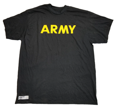 #ad US Military Army Physical Fitness Uniform Short Sleeve Shirt Black Large EXC $7.90
