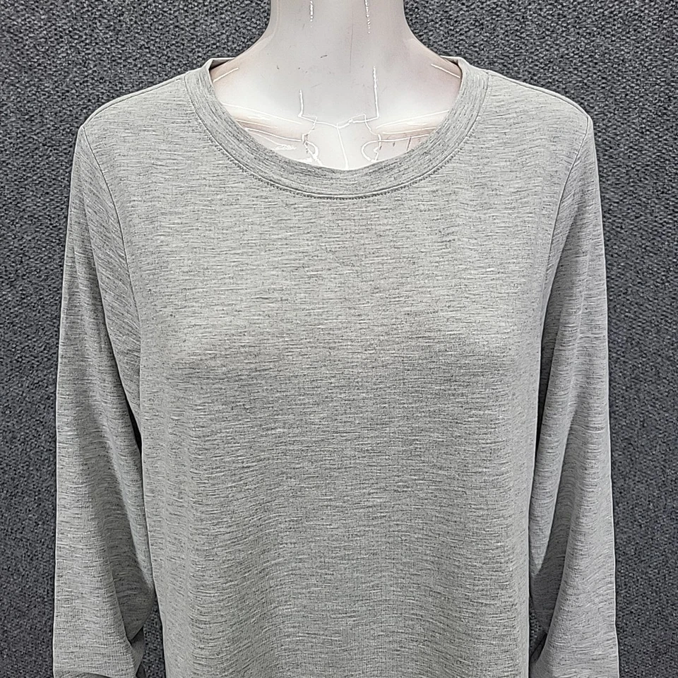 Denim Co Womens French Terry Sweatshirt 1X Plus Size Gray Pullover Top - Image 4 of 4