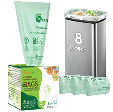 6-8 Gallon Home Compostable Food Scrap Bags / Liner Bags - 100 Count