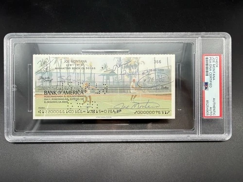 Joe Montana Autographed Personal Check Rookie Year 1979 PSA/DNA Signed Rare!