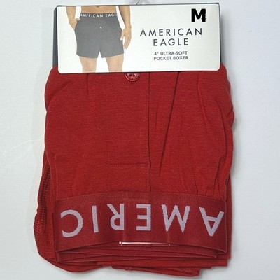 American Eagle 4'' Ultra Soft Pocket Boxer Shorts MEDIUM Red