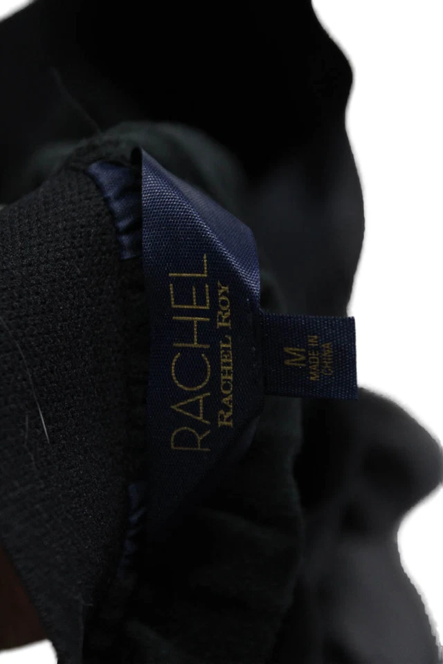 Designer Leather Embossed Textured Elastic Waist Lined Pleated Skirt Black Size - Image 4 of 4