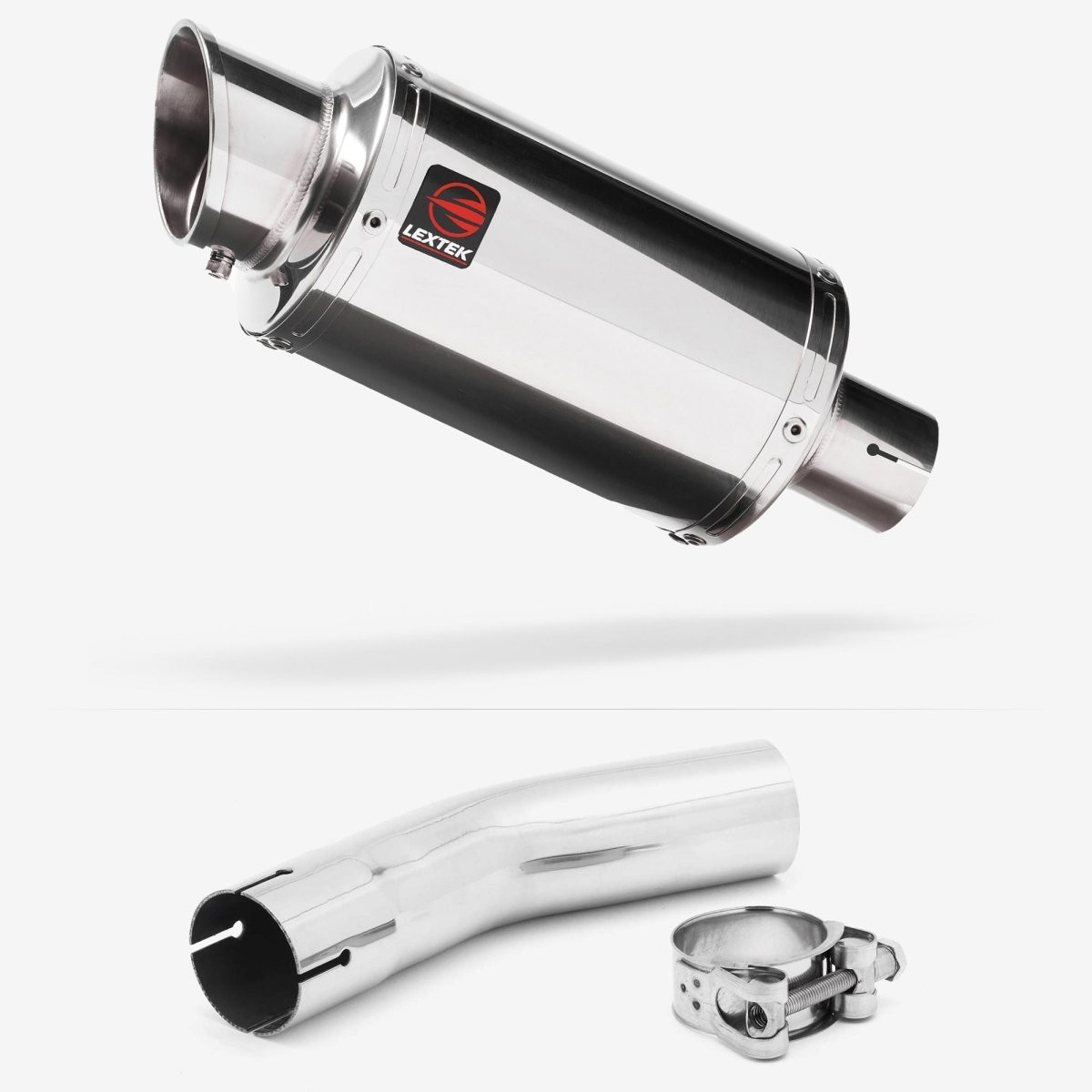 Lextek Stainless Steel YP4 Stubby Exhaust 200mm with Link Pipe Silencer Rear