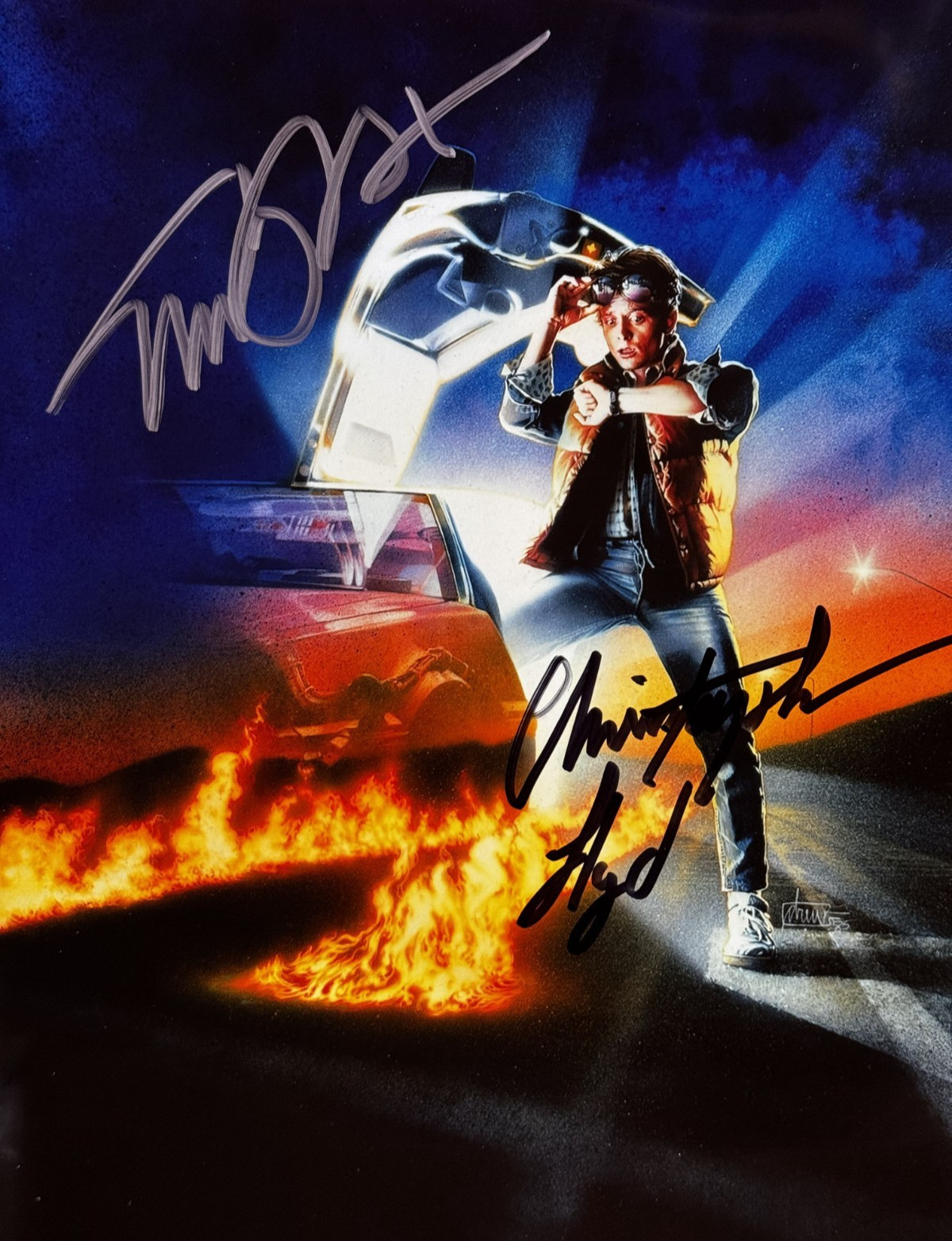 Michael j. Fox + christopher lloyd signed 8x10 autographed photo + coa