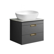 Image of BELOFAY 600mm Wall Mounted Vanity Unit with Basin | 2 Drawers, White WorkTop