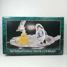 Vintage Silverplate Vanity Set - Hand Mirror, Brush & Ornate Tray — listing 4