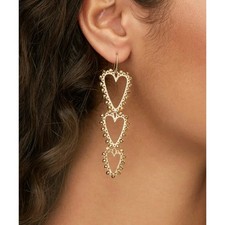 Kendra Scott Beaded Ansley Heart Statement Earrings Gold Tone