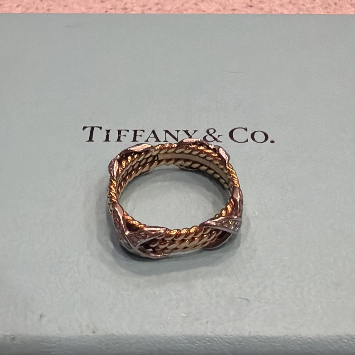 Tiffany & Co. Diamond Yellow Gold Ring 7 Ring Fine Rings for sale