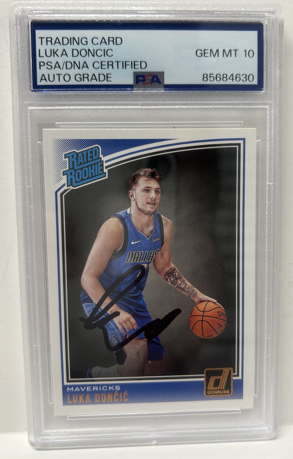 2018 Luka Doncic Signed Donruss Optic Rated Rookie Auto PSA/DNA Gem Mint 10