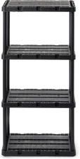 4-Shelf Storage Shelving, Fixed-Height Light-Duty Knect-A-Shelf, Black