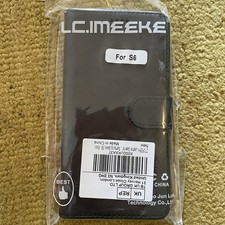 LC. IMEEKIE Case For Samsung Galaxy S6 Black Leather Flip Wallet Phone Cover NOS