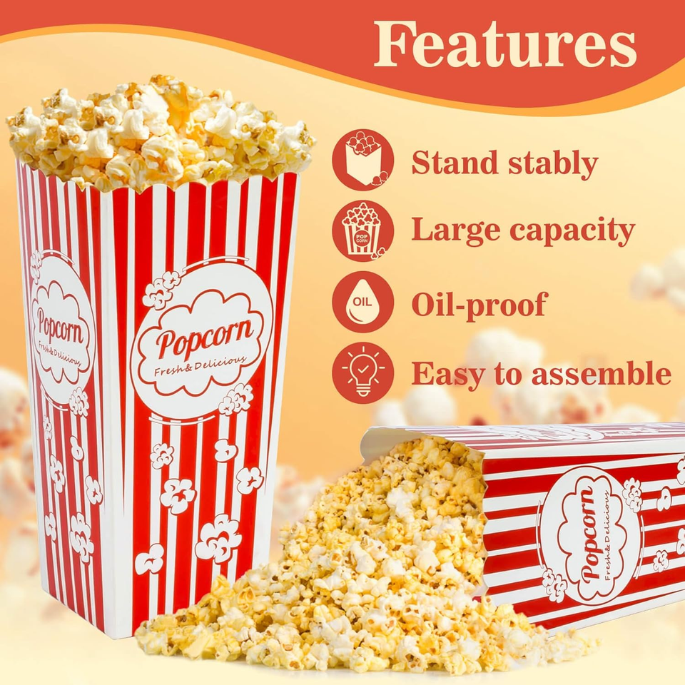 18 Pack Popcorn Boxes 46 Oz Square Popcorn Bowls Popcorn Buckets