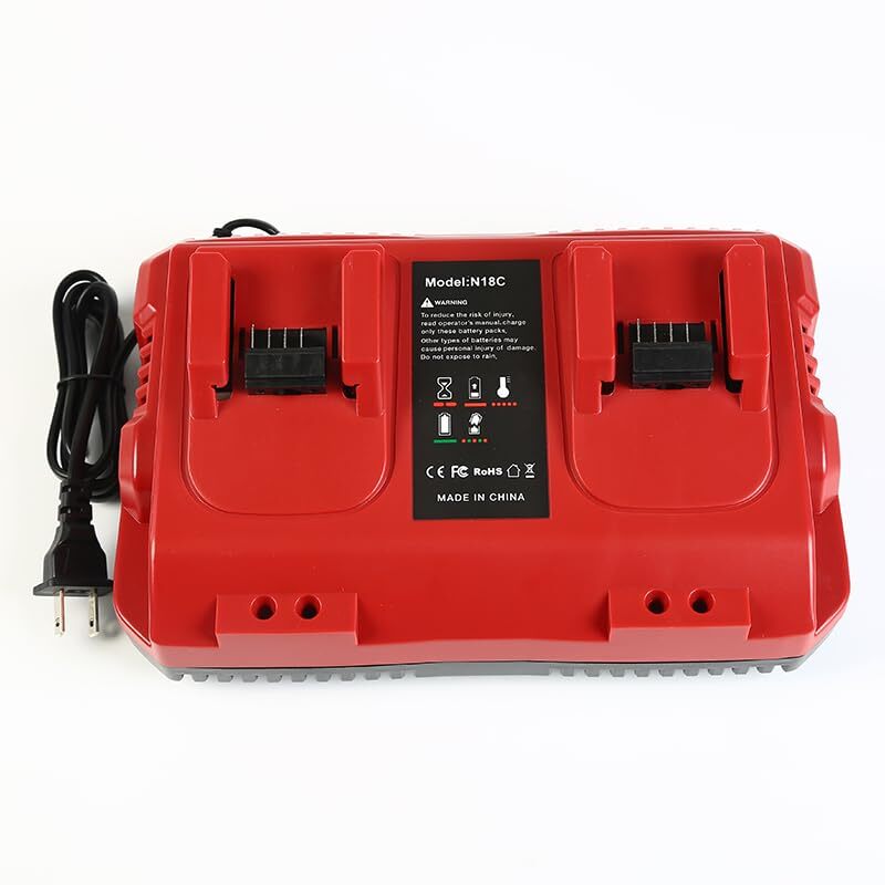 Caricatore a 2 Porte Compatibile con Milwaukee Batteria 18V M18, Compatibile con