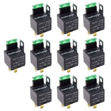 10-Pack 12V 5-Pin Relay Built in Fuse 30A/40A SPDT Automotive Metal Mounting Tab