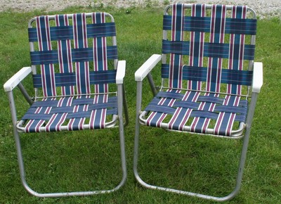 2 Vintage Mid Century Aluminum Chair Folding Lawn Patio ...