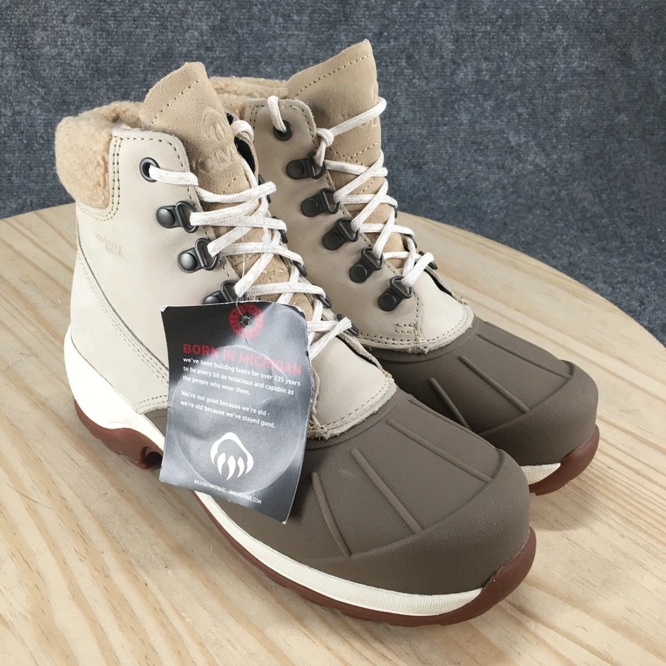 NUEVAS Botas Wolverine para Mujer 7.5 W Frost WP Bota de Nieve Aislada Cuero Beige Foto 3 de 4