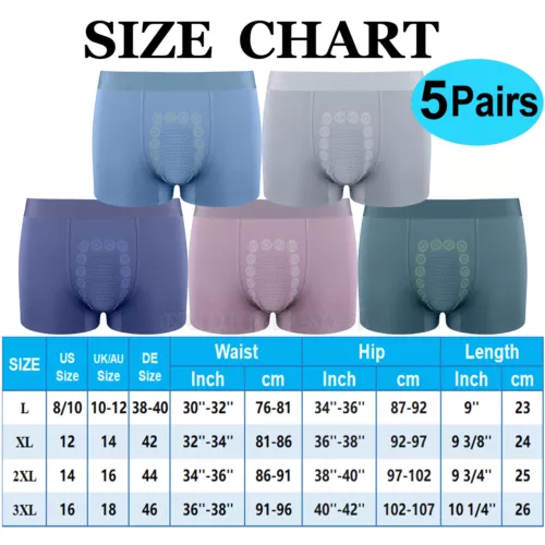 5PCS Magnetic Therapy Men's Underwear Elastic Men's Boxer Slim Briefs Breathable - 第 2/20 張圖片