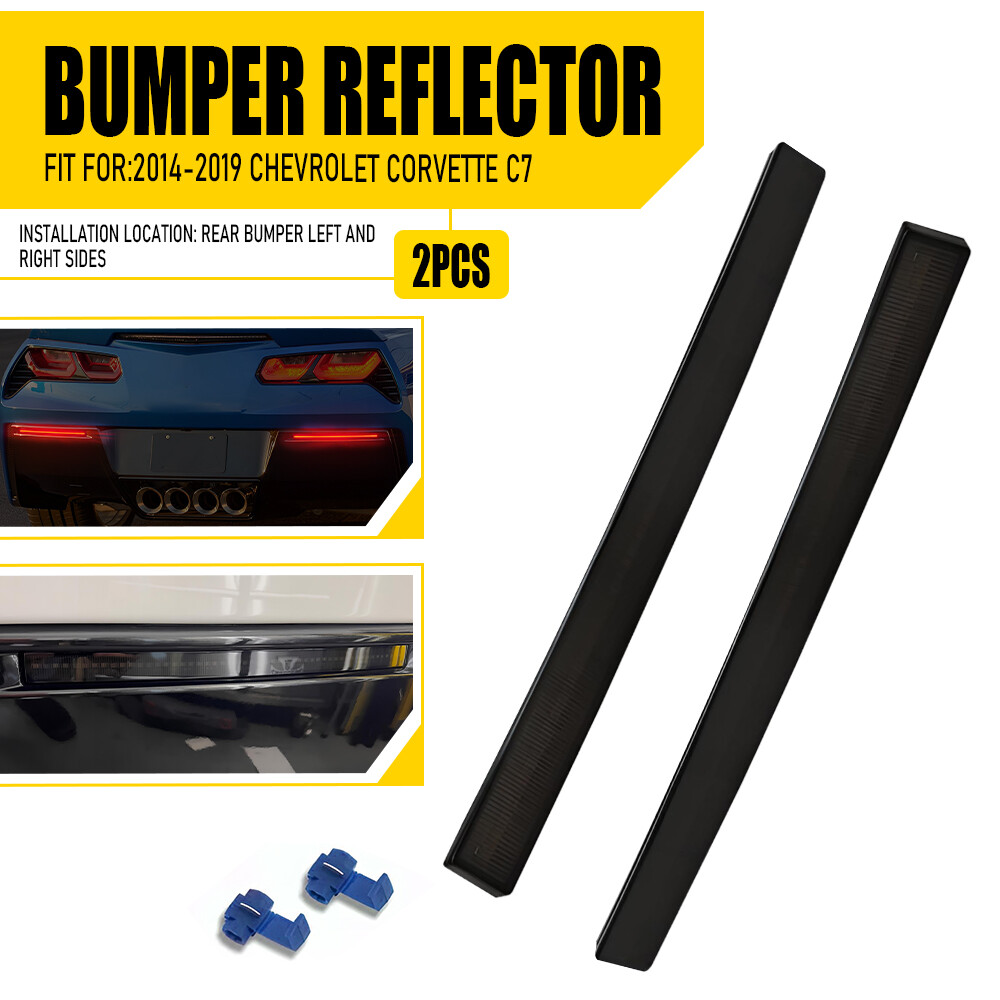 Smoked Red LED Rear Bumper Reflector Lights for 2014-2019 Chevy Corvette C7