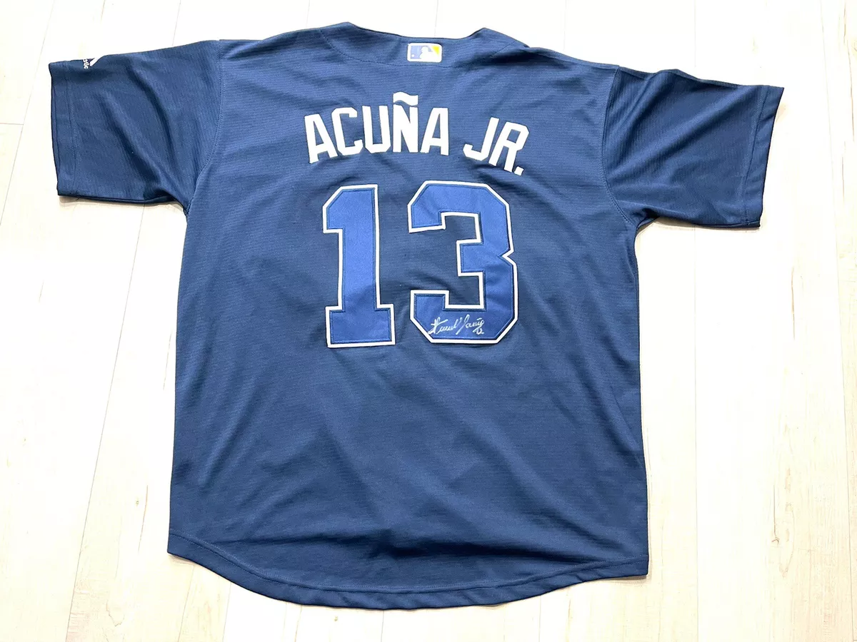 RONALD ACUNA SENIOR HAND SIGNED ATLANTA BRAVES JERSEY