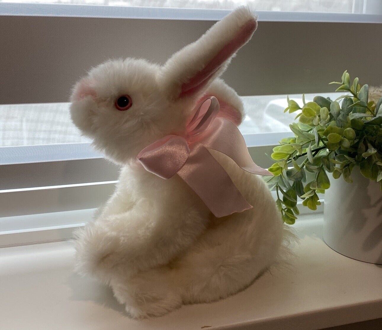 Animal Adventures White Pink stuffed Bunny Rabbit Stuffed Plush toy Easter 9”