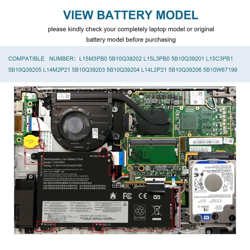 Laptop battery for Lenovo IdeaPad 330S-15IKB 330S-14IKB L15L3PB0 L15C2PB1 - Image 3 of 4