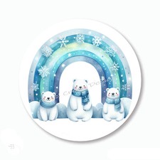 Polar Bear Scrapbook Stickers Christmas Snowflakes Rainbow Envelope Seals Labels
