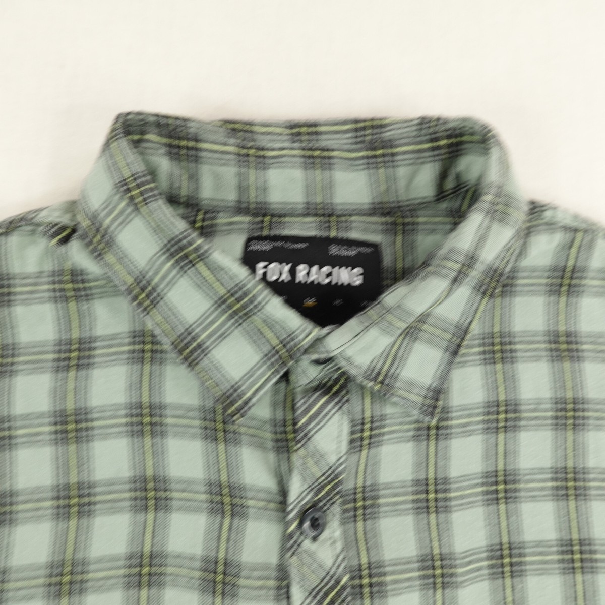 Fox Racing Shirt Mens Large Green Plaid Flannel Button Up BMX