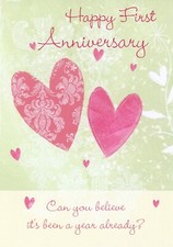 Cute HAPPY FIRST ANNIVERSARY Card, Time Flies...