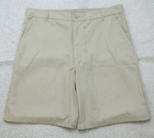 Tour Max Beige Dress Shorts Mens Polyester Flat Front 34" Waist X 9" Inseam PP8