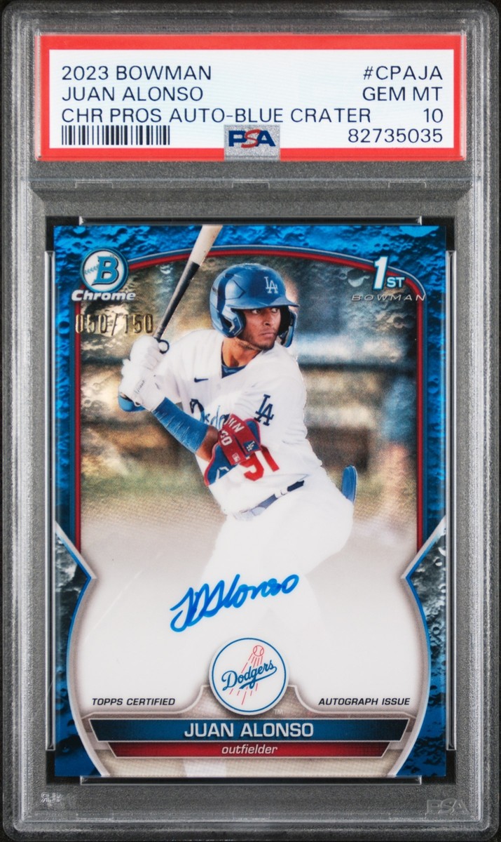 2023 Bowman Chrome #CPAJA Juan Alonso 1st Chrome Blue Lunar Auto 