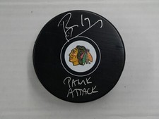 RICHARD PANIK SIGNED CHICAGO BLACKHAWKS TEAM PUCK INSCRIBED PANIK ATTACK BAS COA