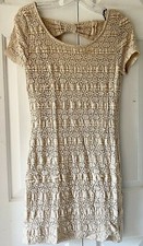 NWT Forever 21 Womens Juniors Beige Tan Stretch Lace Bodycon Summer Dress Large