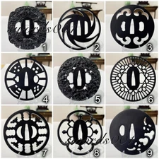 Black Iron Tsuba Steel Hand Guard For Japanese Katana DIY Sword Maintenance