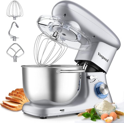660W Vospeed Stand Electric Mixer 6Speed TiltHead Kitchen Dough 6 Qt Stainless