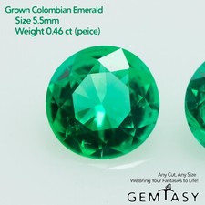 Cut stone - Emerald Colombian hydrothermal lab grown, facet 5.5mm 0.46ct
