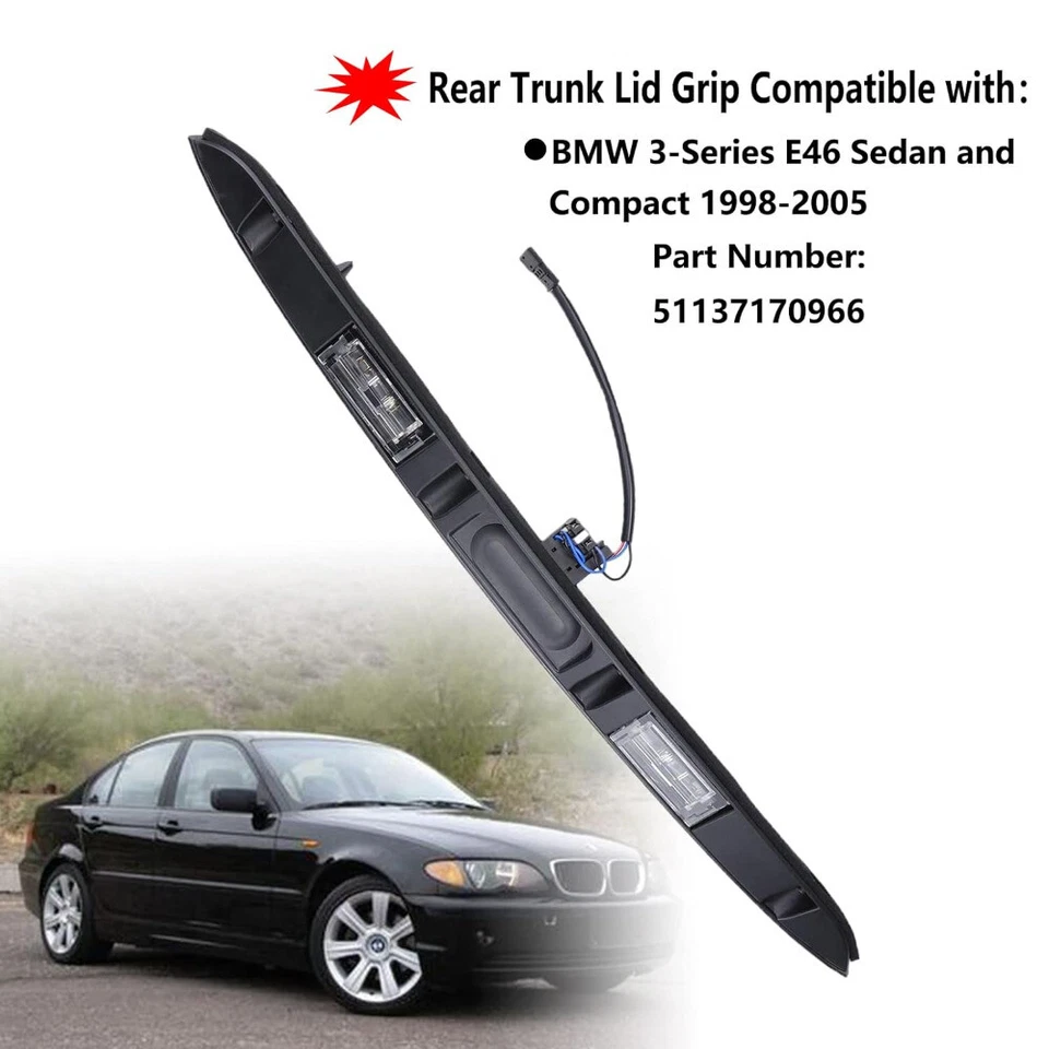 For BMW 3 Series E46 Sedan 1997-2005 Trunk Lid Grip With Key Button 51137171699 - Image 4 of 4