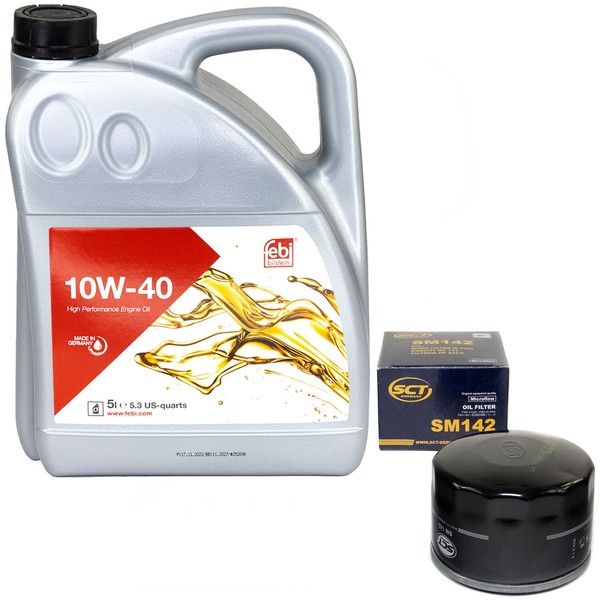 MotoröL Set 10W-40 5 Liter + ÖLfilter FüR Alfa Romeo 147 Dacia Fiat Nissan Opel-image