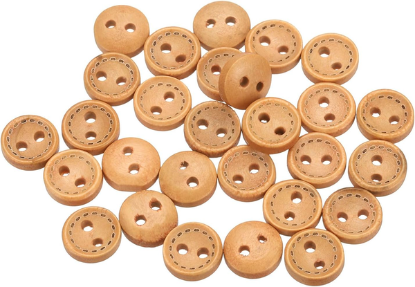 30 StüCk KnöPfe 10Mm HolzknöPfe 2 Loch Buttons, BastelknöPfe Rund NäHknöPfe Schü-image