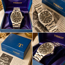 Tissot PR 516 vintage manual windDate Grey Sunburst Dial Steel Bracelet Bx Exec
