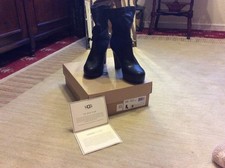 Ladies Black Leather  Genuine UGG Boots