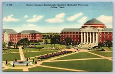 Central Campus Quadrangle Southern Methodist University Dallas TX c1951 Postcard