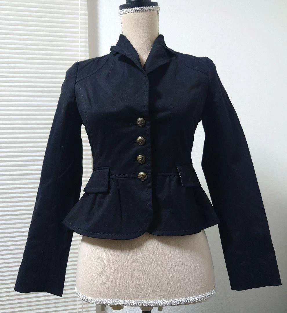 Chaqueta corta BURBERRY BLUE LABEL Peplum forro a cuadros negra JP 38 para mujer Japón