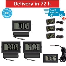 Digital LCD Thermometer 3-Pack External Probe Refrigerator Freezer Aquarium